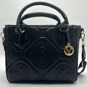 New Valentino Orlandi Large Black Color Quilted Satchel